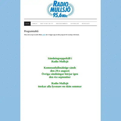 Radio Mullsjö startsida 2017