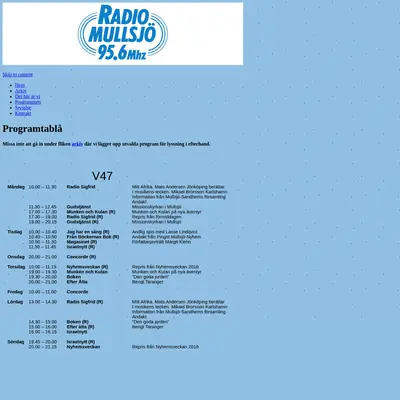 Radio Mullsjö startsida 2019