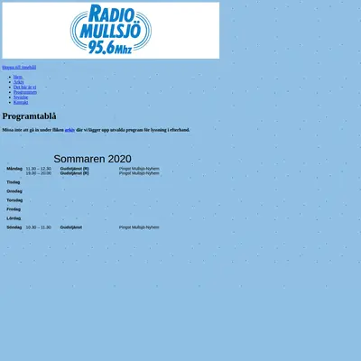Radio Mullsjö startsida 2020