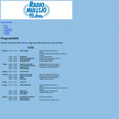 Radio Mullsjö startsida 2022
