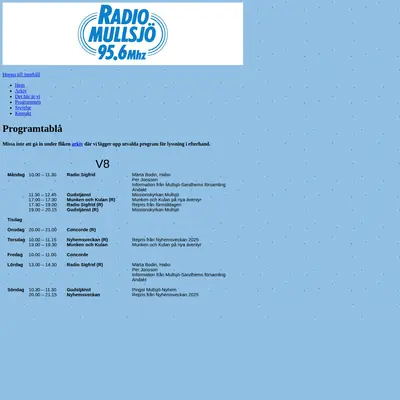 Radio Mullsjö startsida 2026