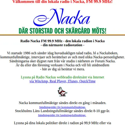 Radio Nacka startsida 2007