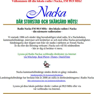 Radio Nacka startsida 2009