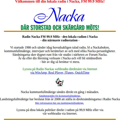 Radio Nacka startsida 2010