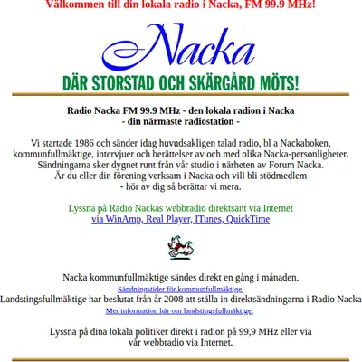 Radio Nacka startsida 2013