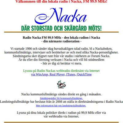 Radio Nacka startsida 2014