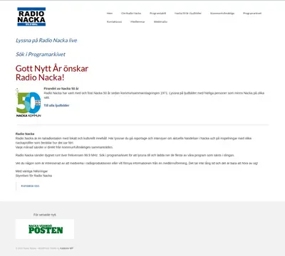 Radio Nacka startsida 2022