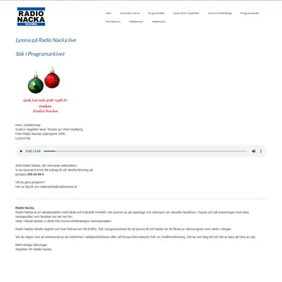 Radio Nacka startsida 2023