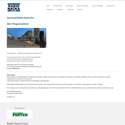 Radio Nacka startsida 2024