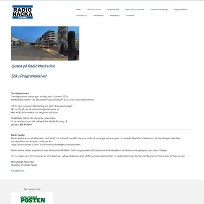 Radio Nacka startsida 2025
