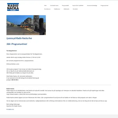 Radio Nacka startsida 2026