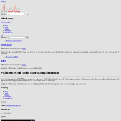 Radio Amiga (Norrköping). startsida 2020