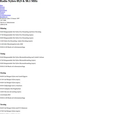 Radio Nybro startsida 2008