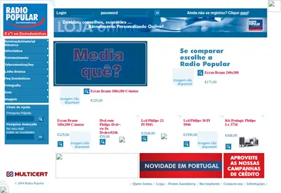 Radio Popular startsida 2004