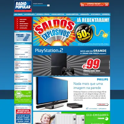 Radio Popular startsida 2009