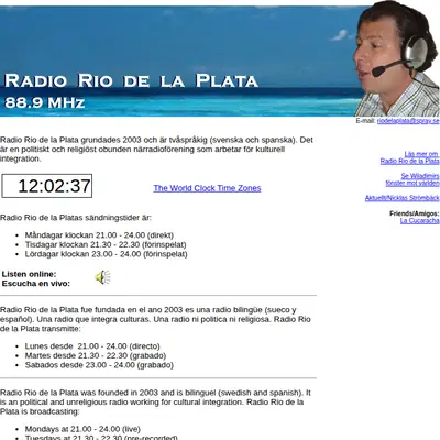 Radio Rio de la Plata startsida 2023