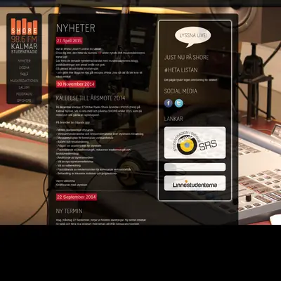 Radio Shore startsida 2015