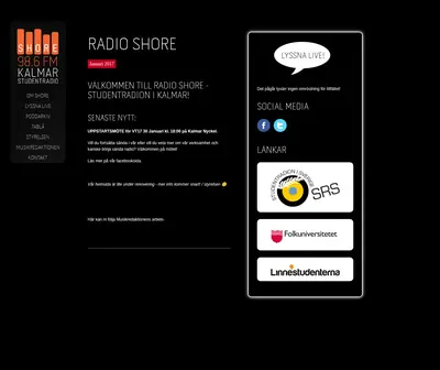 Radio Shore startsida 2017