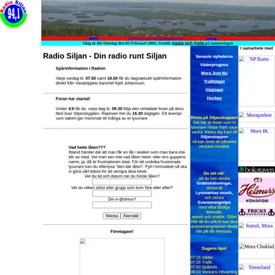 Radio Siljan startsida 2003