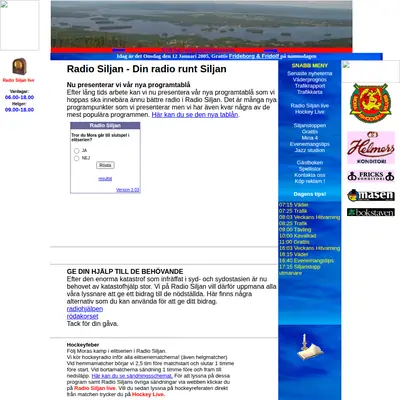 Radio Siljan startsida 2005