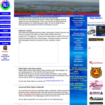 Radio Siljan startsida 2007