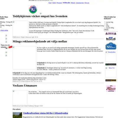 Radio Siljan startsida 2009