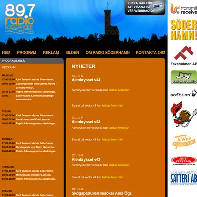 Radio Söderhamn 89,7 startsida 2011