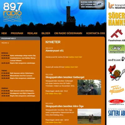 Radio Söderhamn 89,7 startsida 2012