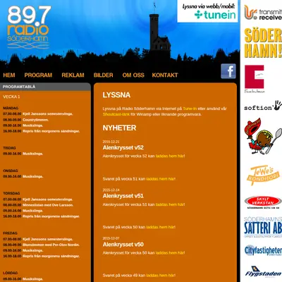 Radio Söderhamn 89,7 startsida 2016