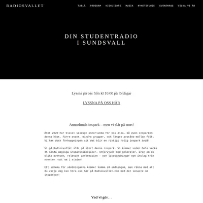 Radiosvallet startsida 2020