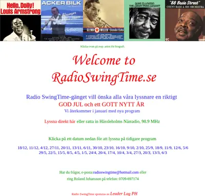 Radio Swingtime startsida 2014
