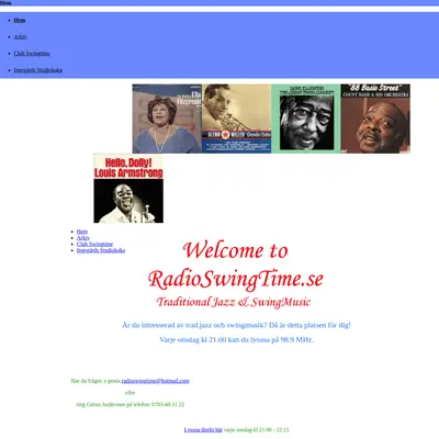 Radio Swingtime startsida 2020