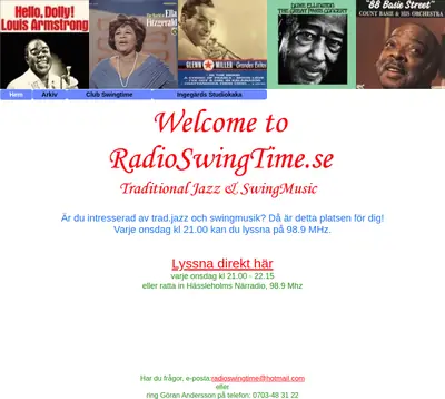 Radio Swingtime startsida 2024