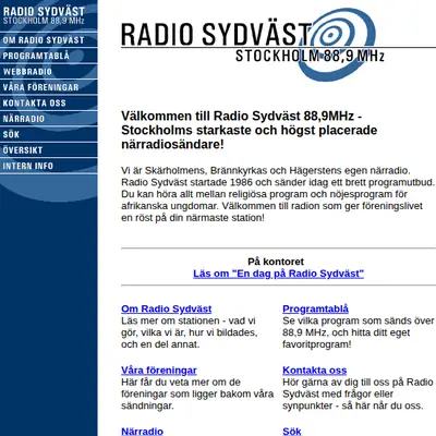 Radio Sydväst startsida 2016