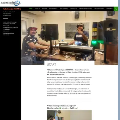Radio Sydväst startsida 2026
