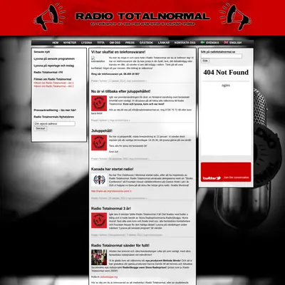 Radio Totalnormal startsida 2012