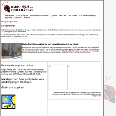 Radio Trollhättan startsida 2009