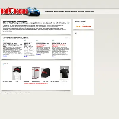www.rallyracing.se startsida 2012
