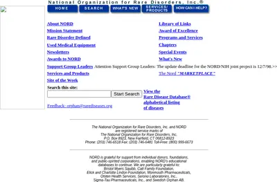 Rare Diseases startsida 1998