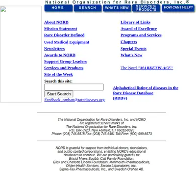 Rare Diseases startsida 1999