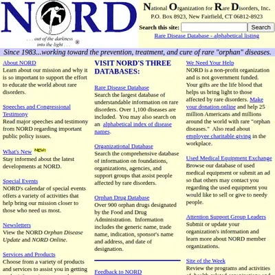 Rare Diseases startsida 2000