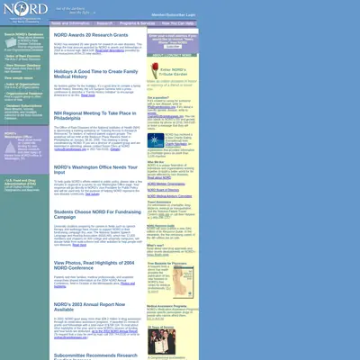 Rare Diseases startsida 2005