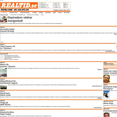 realtid.se startsida 2005