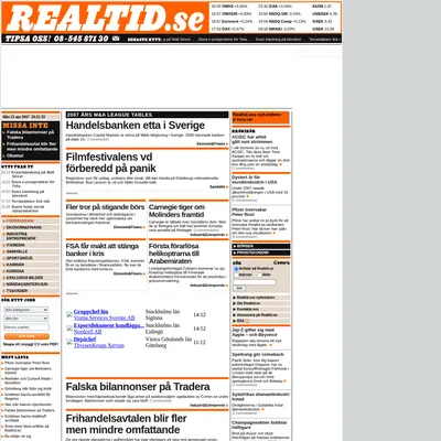 realtid.se startsida 2008