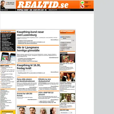 realtid.se startsida 2009