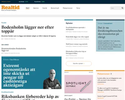 realtid.se startsida 2020