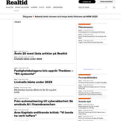 realtid.se startsida 2024