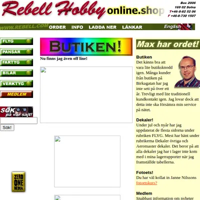 REBELL startsida 1999