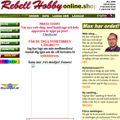 REBELL startsida 2001