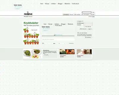 recept.se startsida 2011